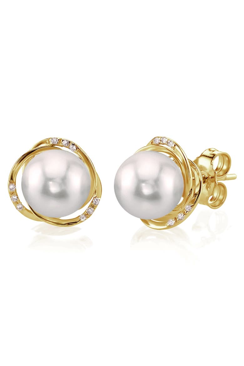 Akoya Pearl and Diamond Lexi Earrings, Main, color, Yellow Gold