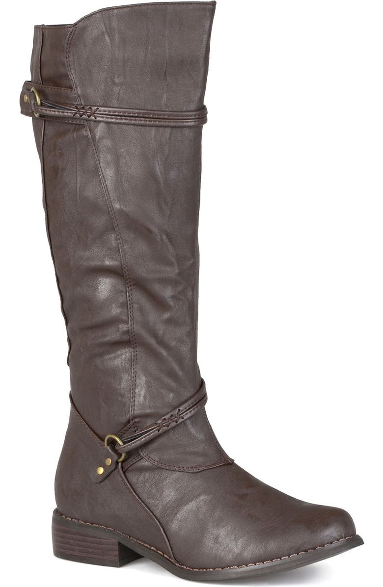 Journee Collection JOURNEE Harley Buckle Tall Boot, Main, color, Brown