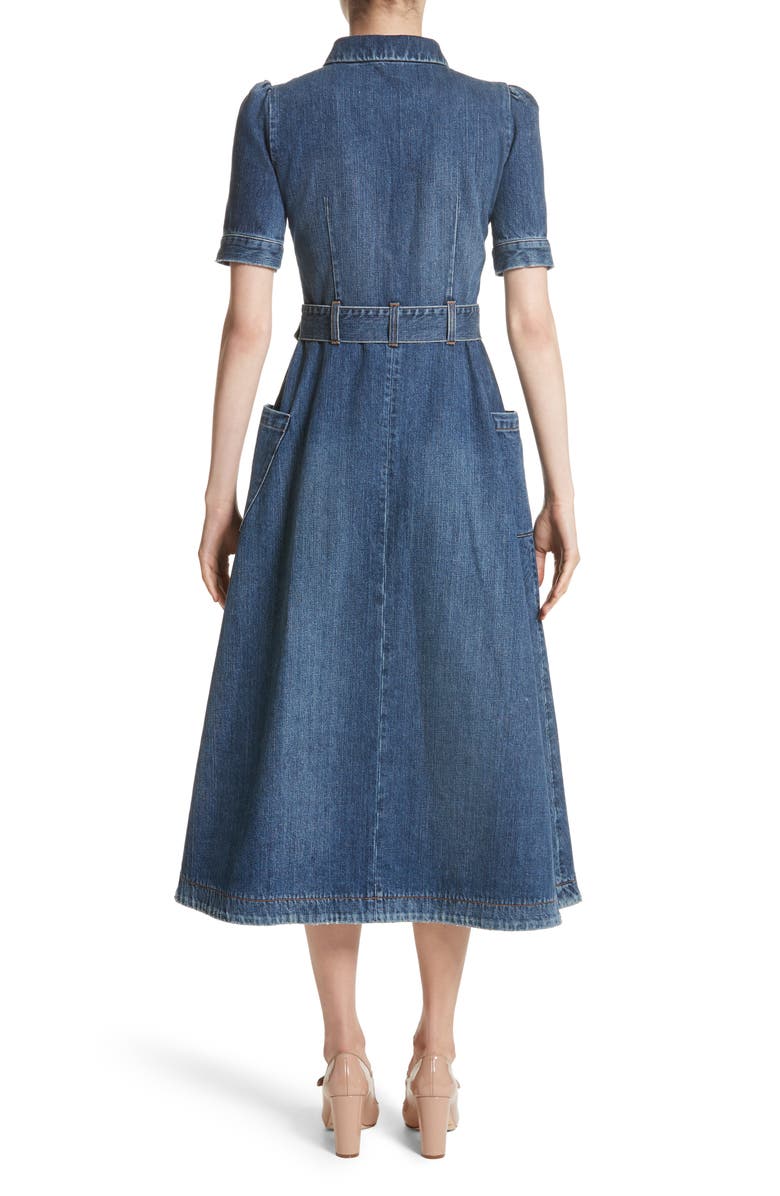 CO Denim Fit & Flare Midi Dress, Alternate, color, 