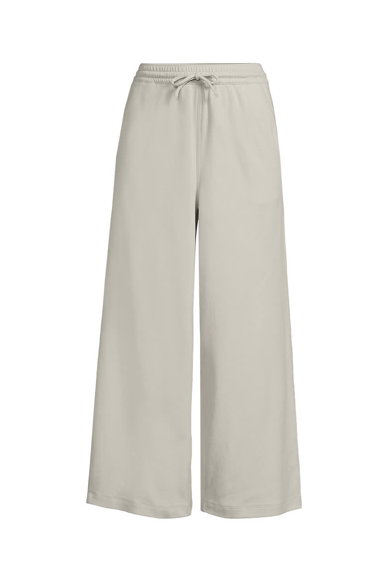 Plus Size Sport Knit Elastic Waist Wide Leg Crop Pants, Alternate, color, Light Stone