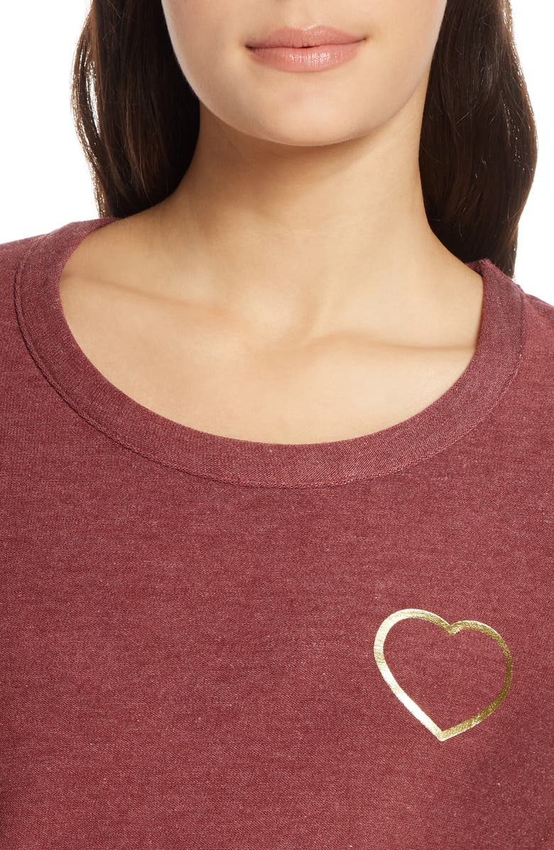 Chaser Cozy Knit Golden Heart Sweatshirt, Alternate, color,