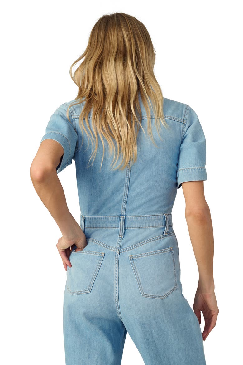 Trucker Wide Leg Denim Jumpsuit, Alternate, color, FACINATING