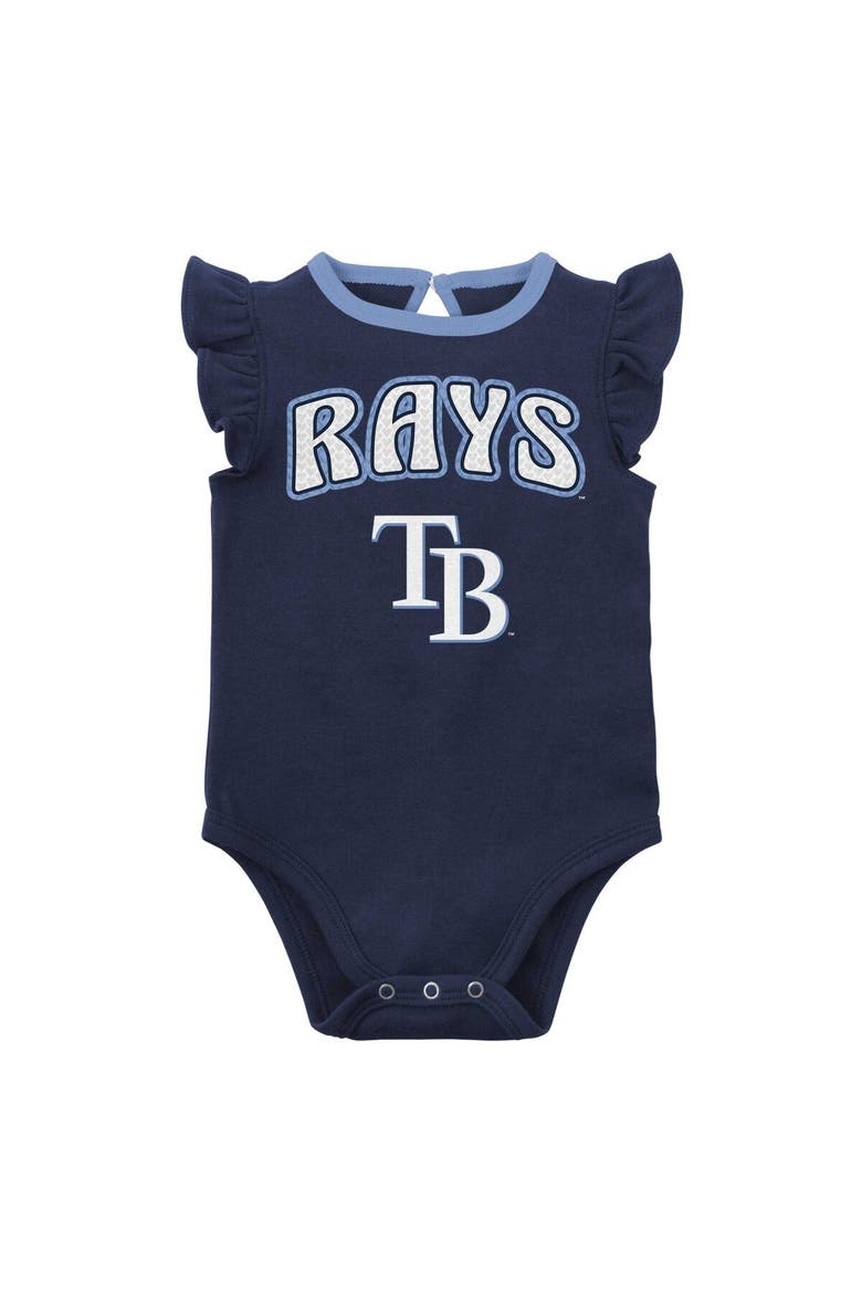Girls Newborn & Infant Navy/Heather Gray Tampa Bay Rays Little Fan Two-Pack Bodysuit Set, Alternate, color, Navy