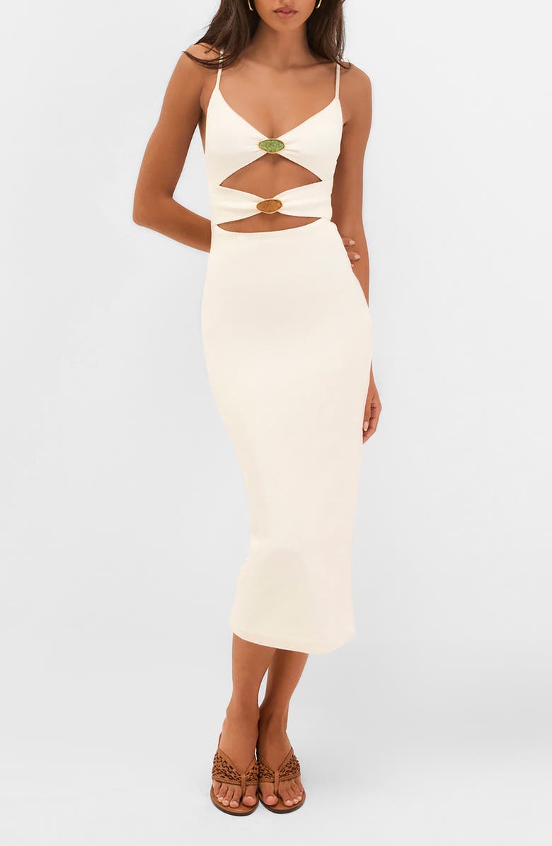 ViX Paula Hermanny Petra Cutout Cover-Up Maxi Dress, Main, color, White