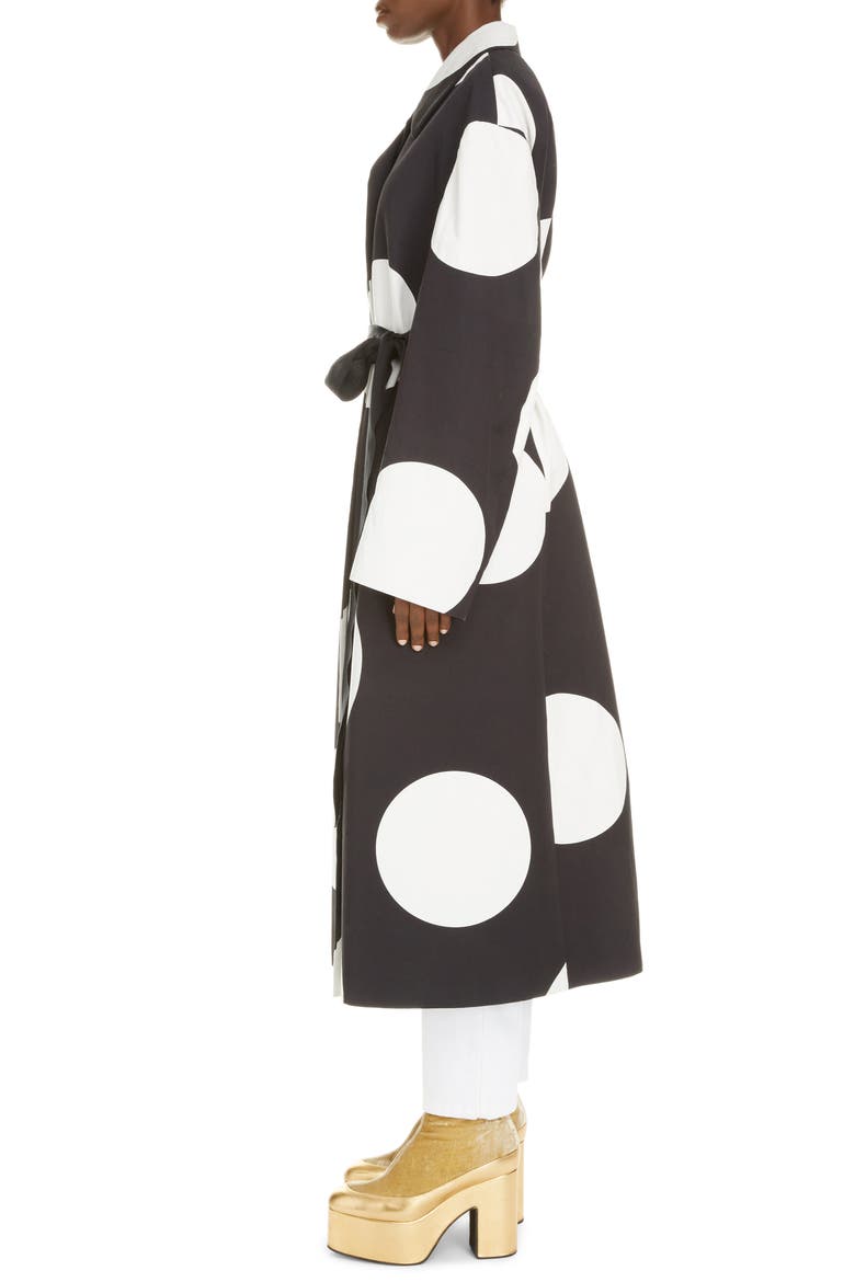 Ruberta Dot Cotton Coat, Alternate, color, BLACK