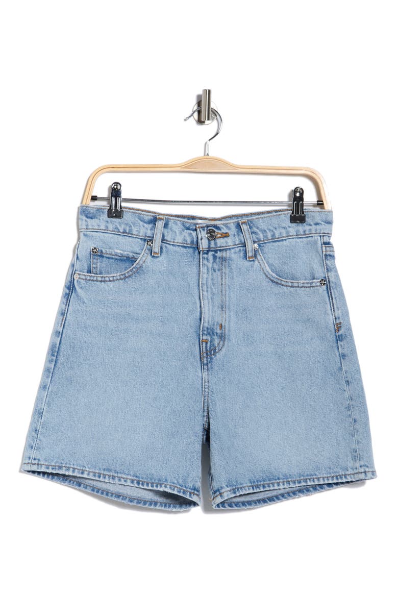 The Easy High Waist Denim Shorts, Alternate, color, TURBO