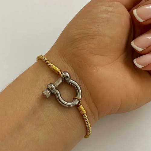 Hollywood Sensation The Lucky Lock Horseshoe Carabiner Clasp Bracelet In Gold