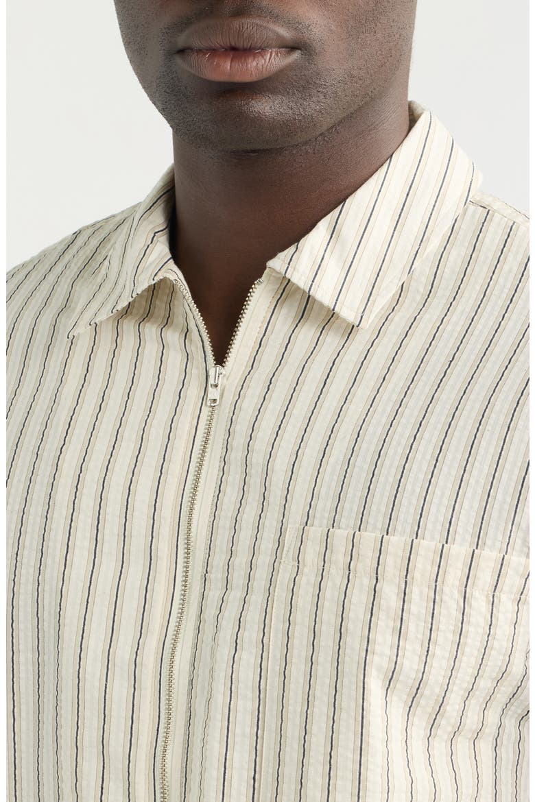 Sears Seersucker Zip Shirt, Alternate, color, NATURAL / NAVY