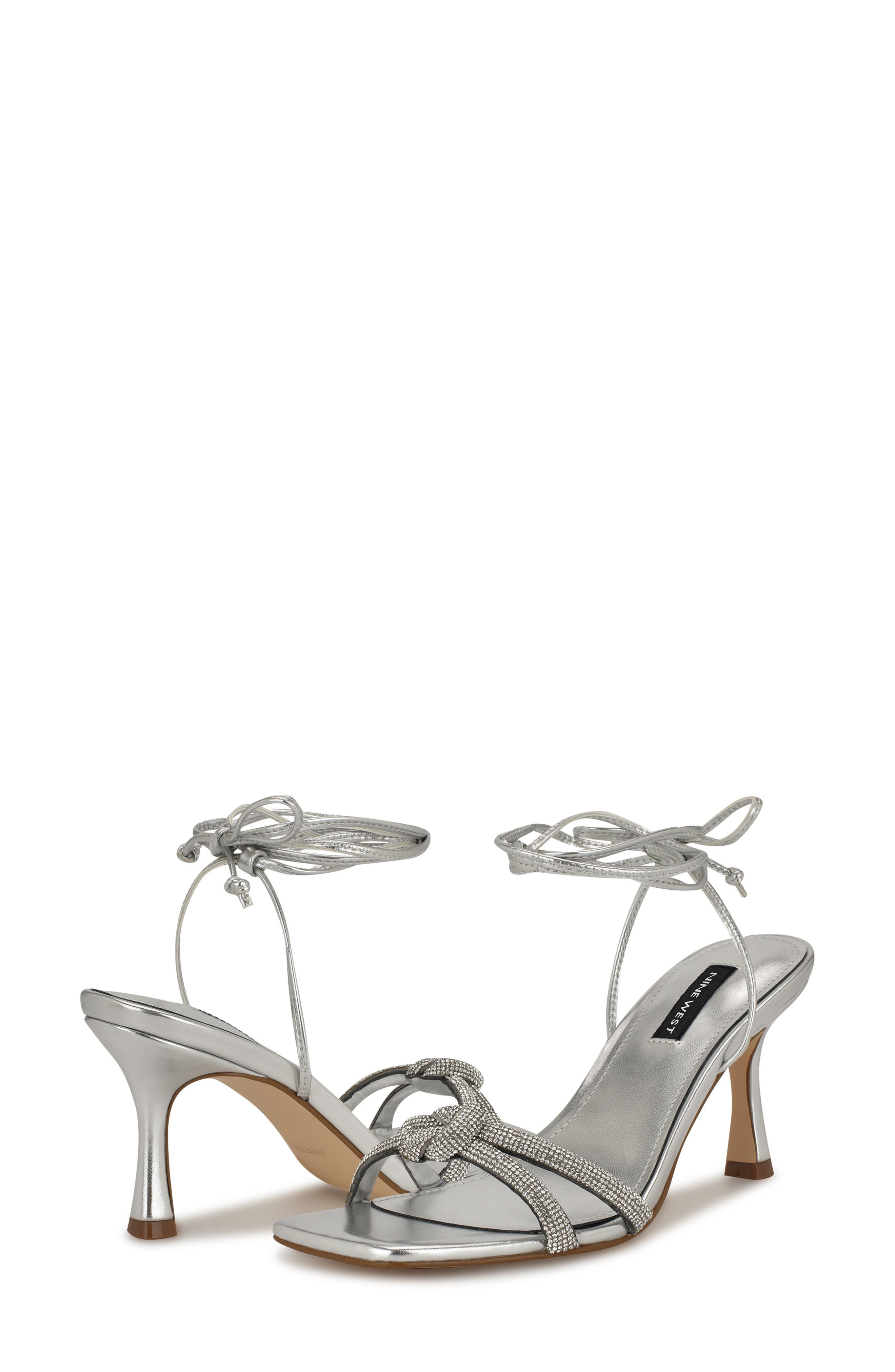 Nine West Raqchel Ankle Wrap Sandal, Alternate, color, Silver