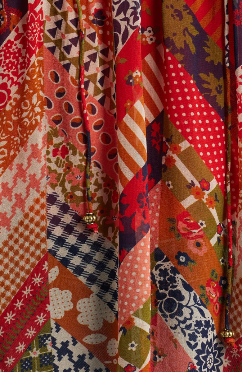 LOVE THE LABEL Meredith Smocked Top, Alternate, color, Patchwork Herringbone Print