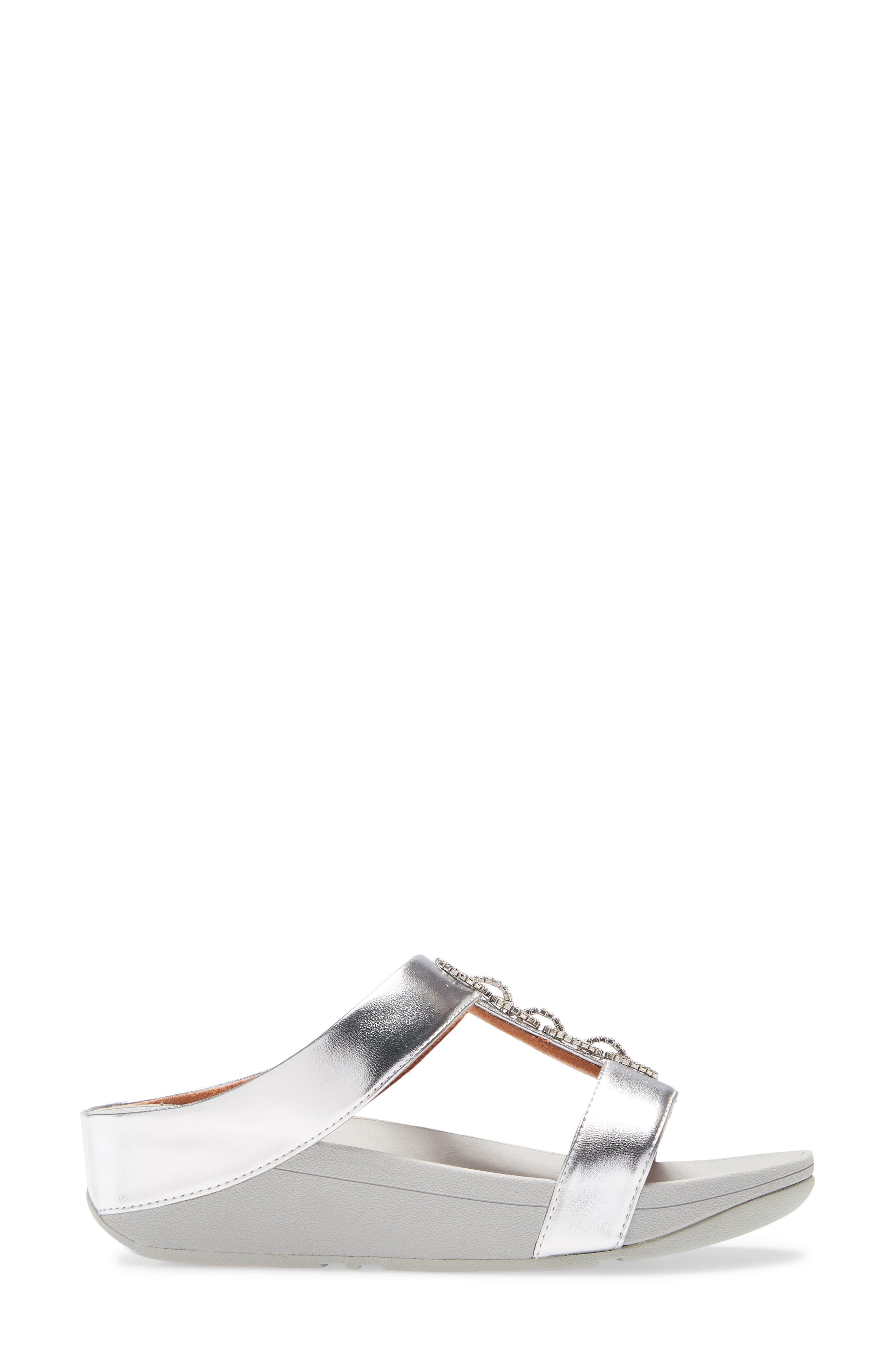 FitFlop Fino Sparkle Wedge Slide Sandal, Alternate, color, Silver