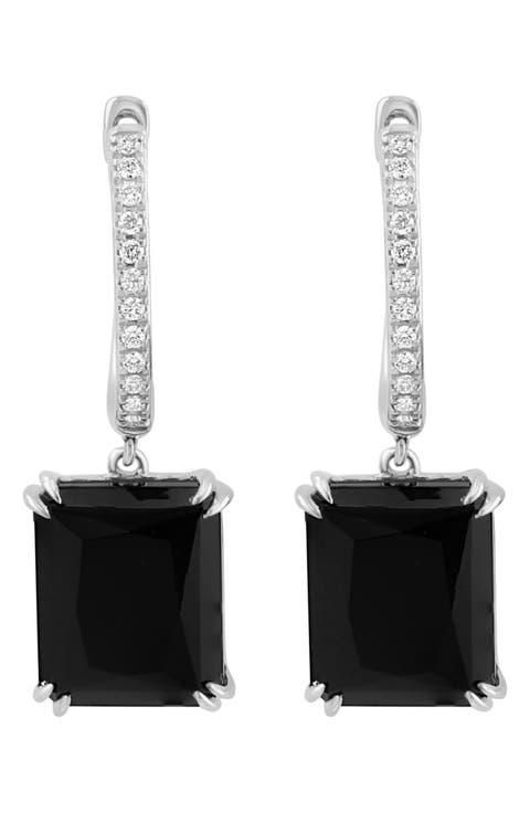 Diamond & Onyx Drop Earrings