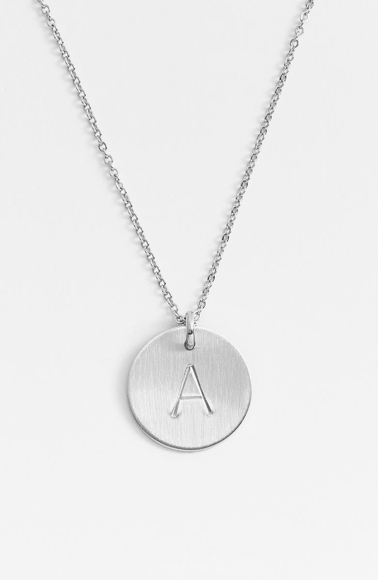 Nashelle Sterling Silver Initial Disc Necklace, Alternate, color, Sterling Silver A