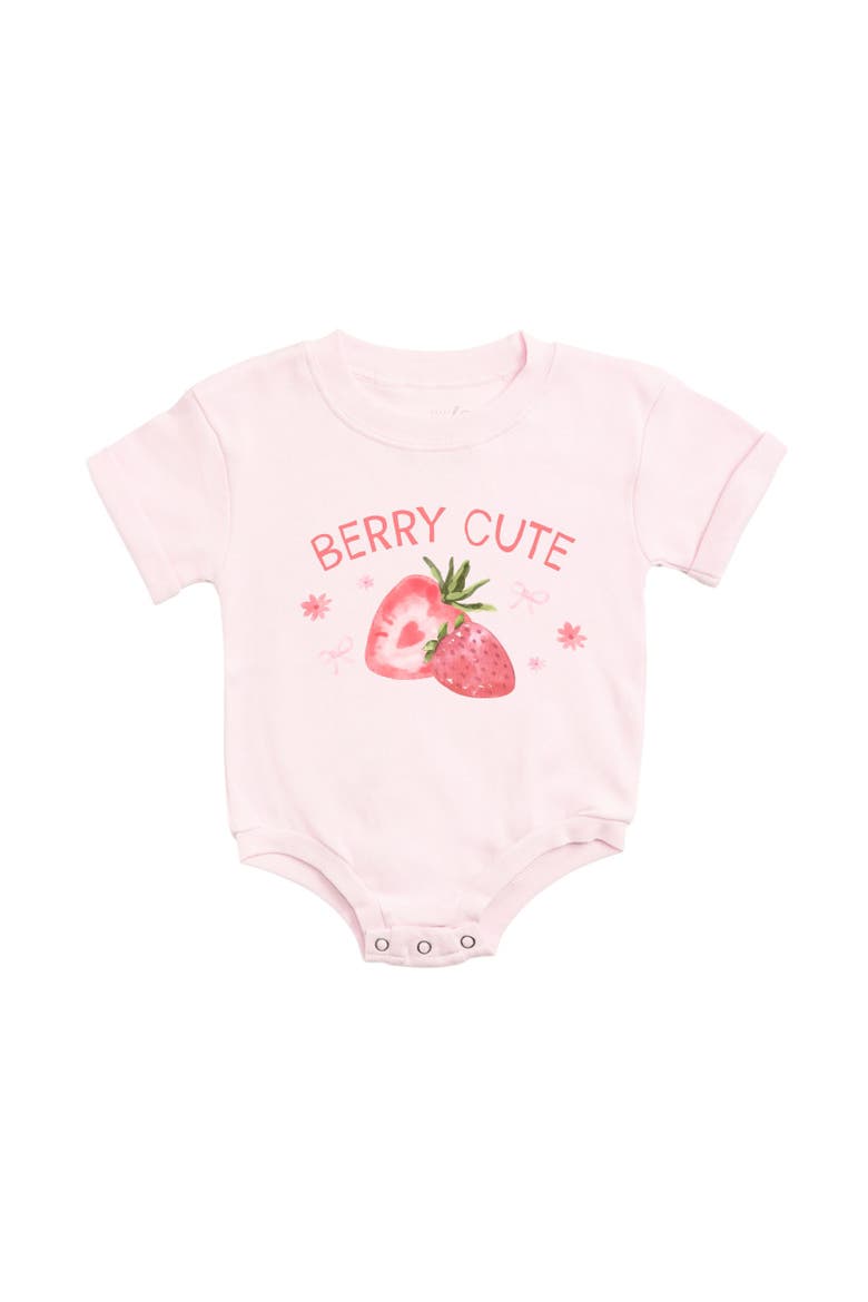Berry Cute Strawberry Short Sleeve Romper, Main, color, Ballet Pink