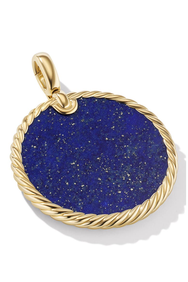 DY Elements® Disc Pendant in 18K Yellow Gold with Lapis, Alternate, color, 18K YELLOW GOLD