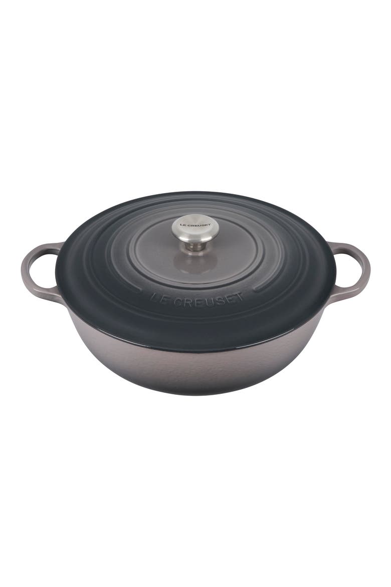 Signature 7.5-Quart Enameled Cast Iron Brazier, Main, color, OYSTER