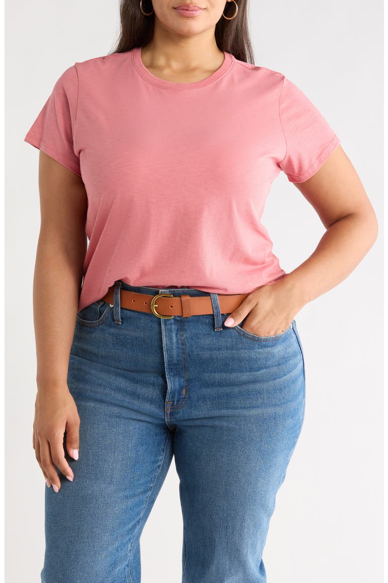 Crewneck Slub Pima Cotton T-Shirt, Main, color, PINK CLAY