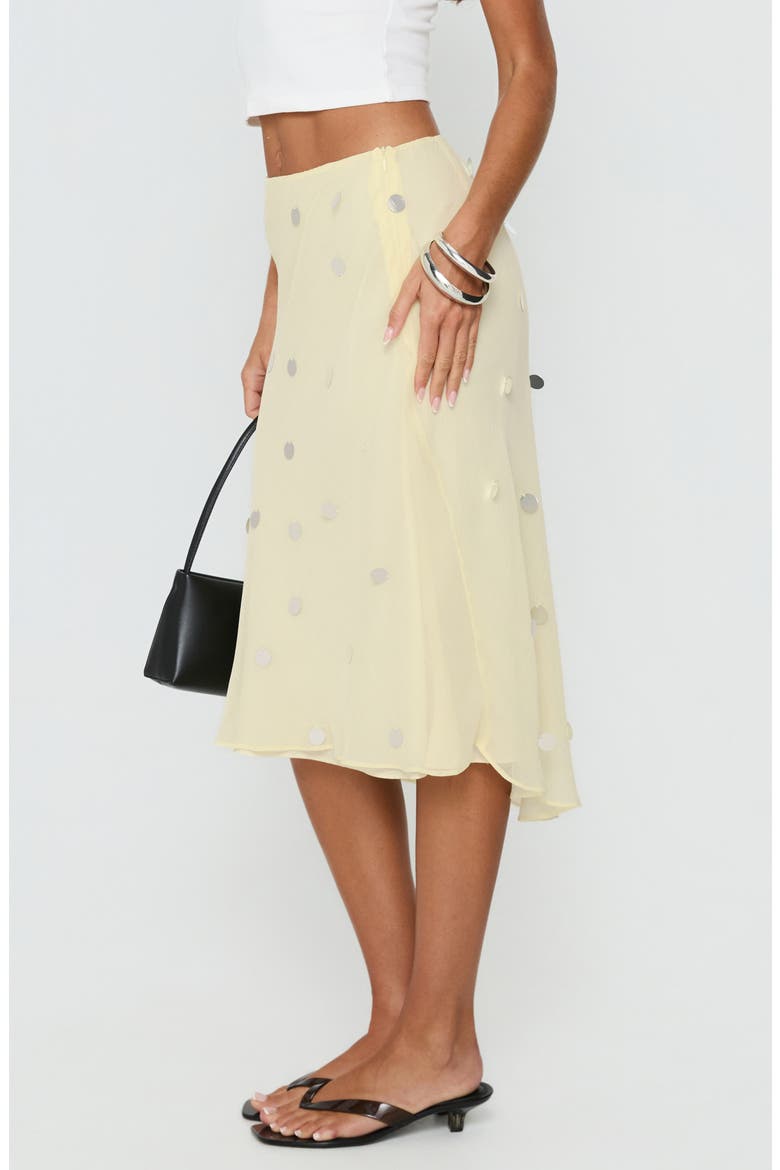 Kessiah Sequin Midi Skirt, Alternate, color, YELLOW