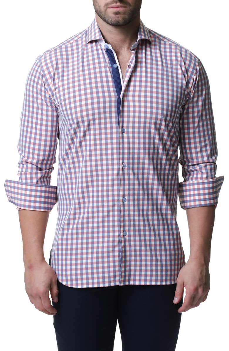 Maceoo Wall Street 4-Way Stretch Plaid Performance Sport Shirt, Alternate, color,