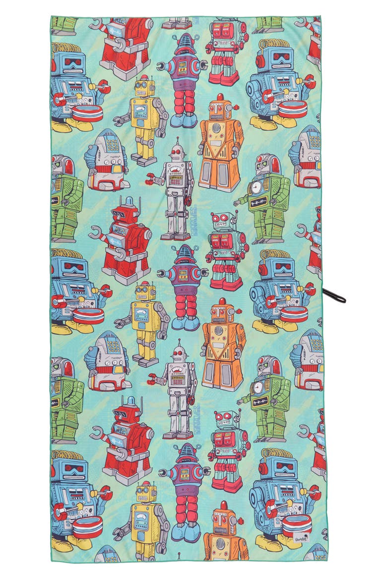 Robots Beach Towel, Main, color, GREEN