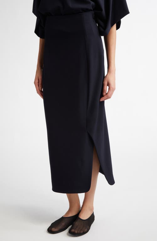 Shop Fforme Kay Stretch Virgin Wool Pencil Skirt In Navy