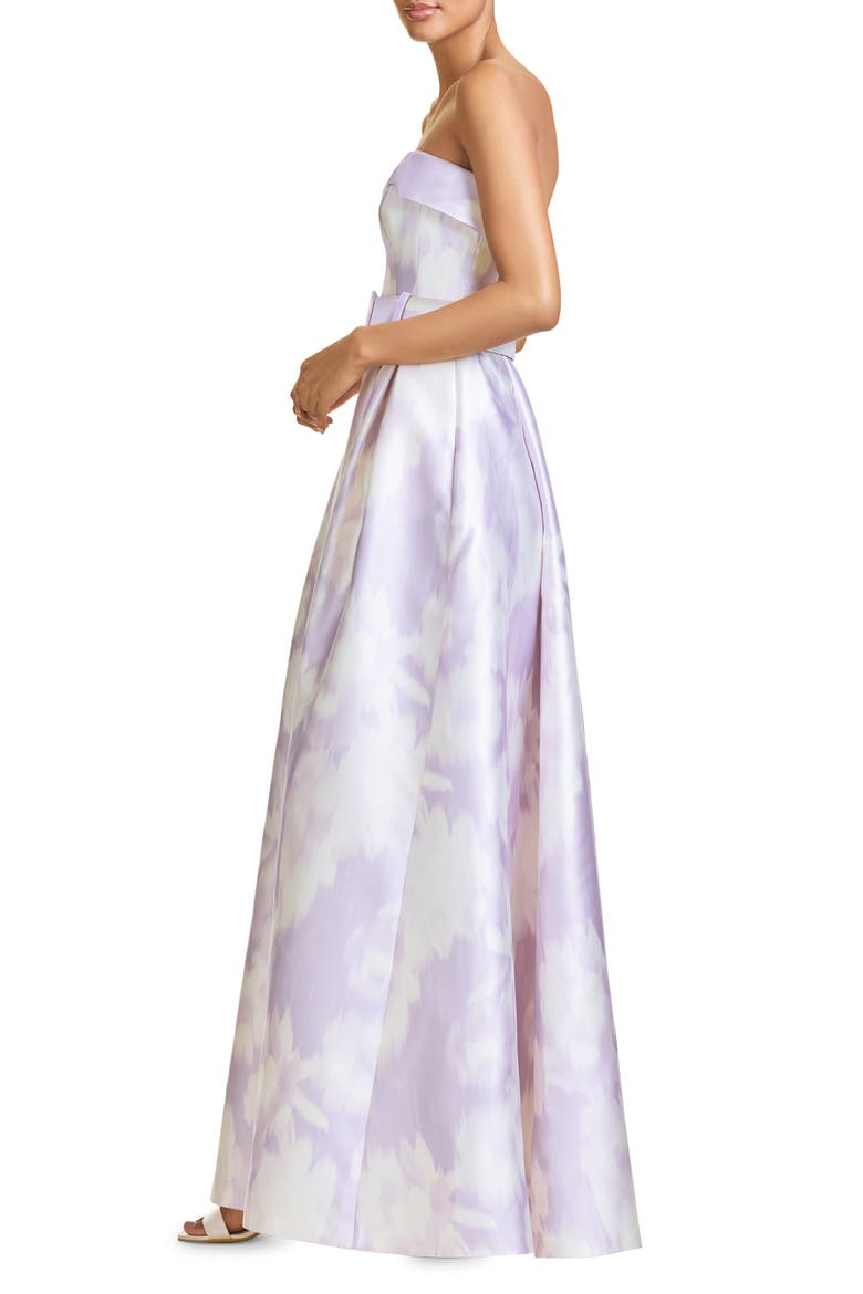 Brielle Ikat Floral Strapless Gown, Alternate, color, IKAT FLORAL VIOLET ICE