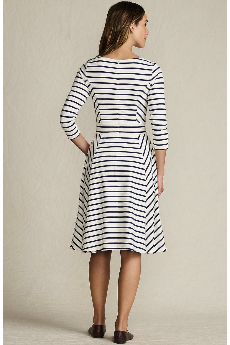 Starfish 3/4 Sleeve Dress, Alternate, color, Ivory/Deep Sea Breton Stripe