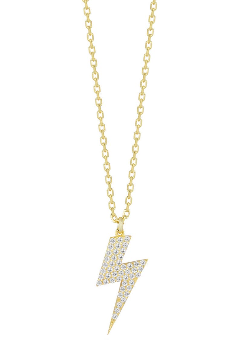 SPHERA MILANO Cubic Zirconia Lightning Bolt Pendant Necklace, Main, color, Gold