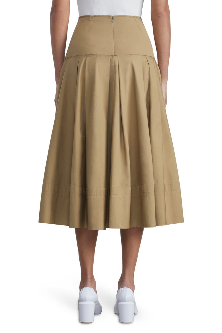 Pleated Organic Cotton Poplin Midi Skirt, Alternate, color, CADET KHAKI