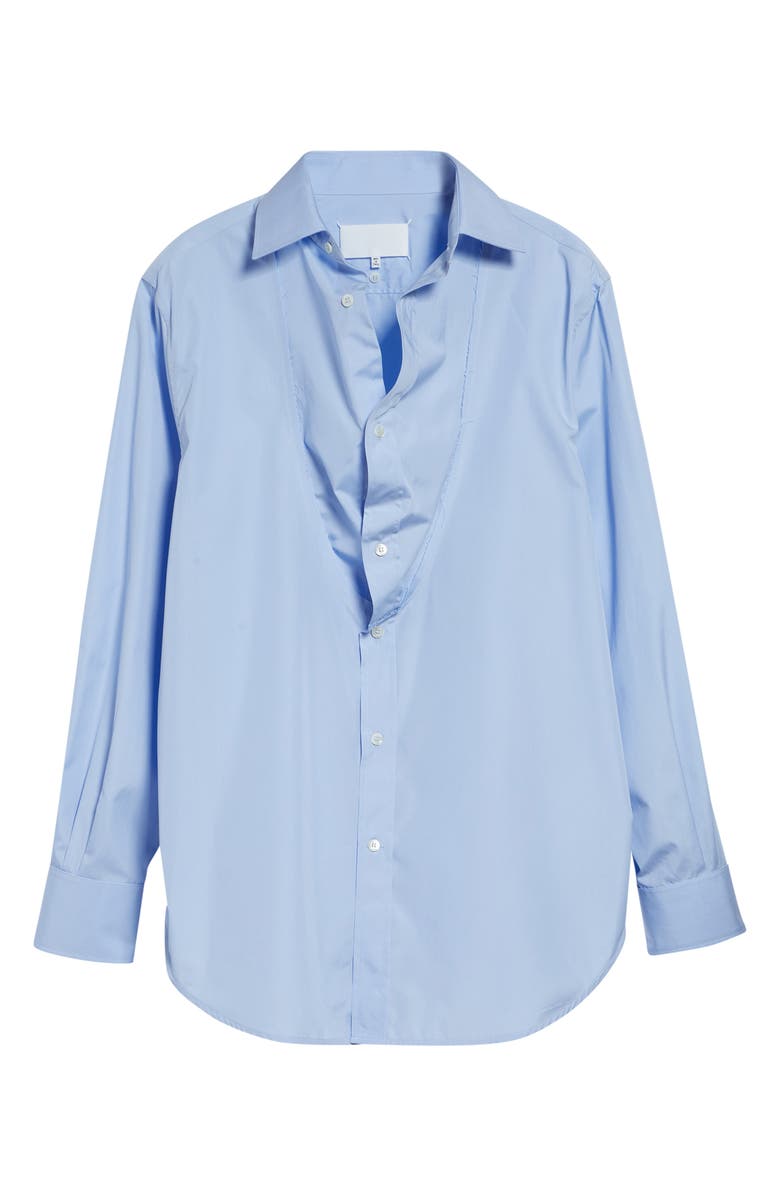 Maison Margiela Folded Collar Cotton Button-Up Shirt, Main, color, Light Blue
