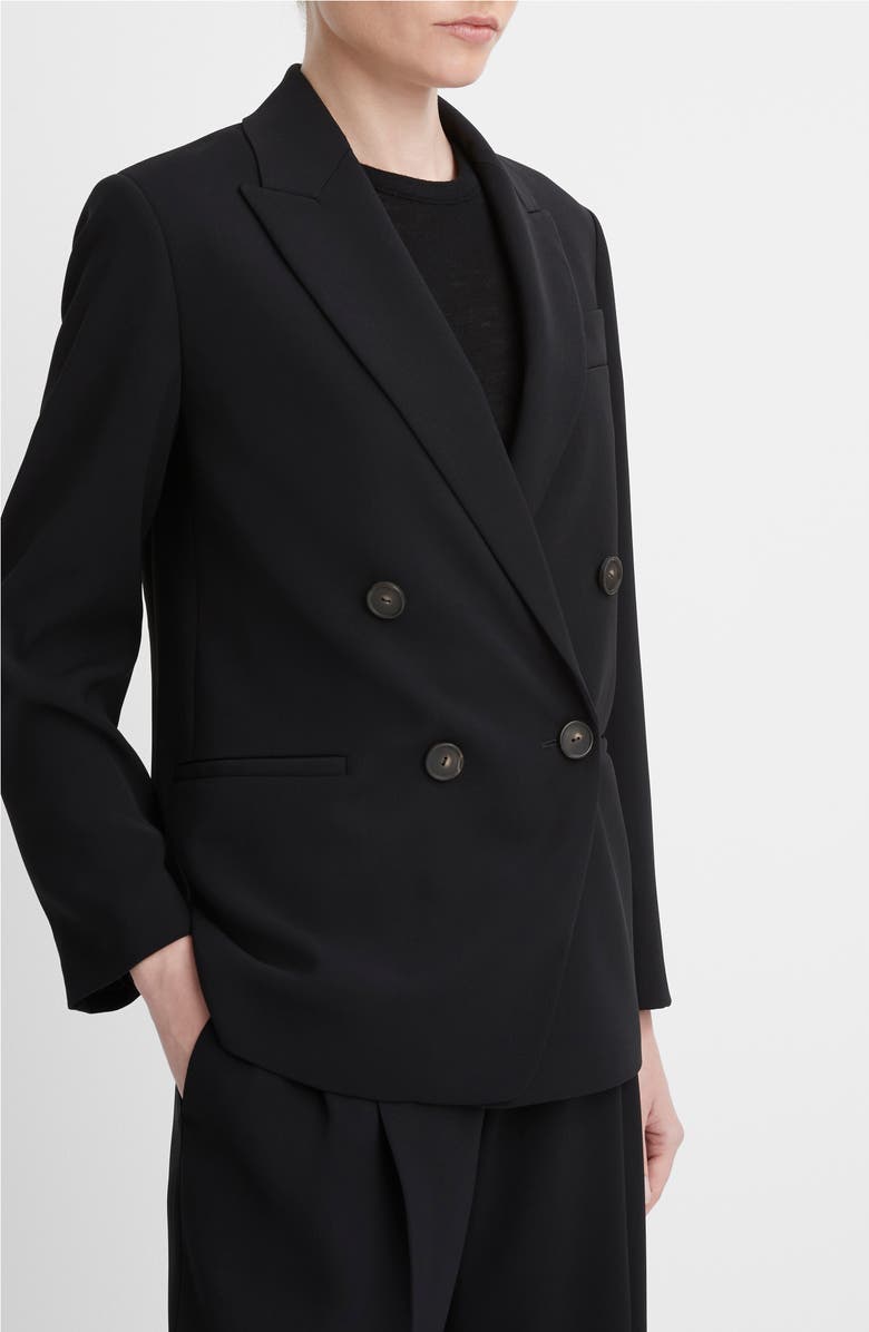Vince Double Breasted Crepe Blazer, Alternate, color, Black