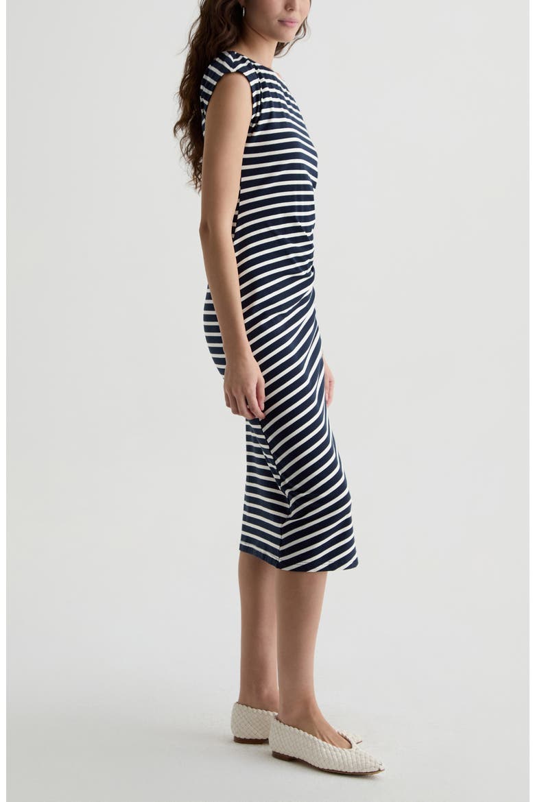 Aja Ruched Stripe T-Shirt Midi Dress, Alternate, color, PACIFIC NAVY/POWDER
