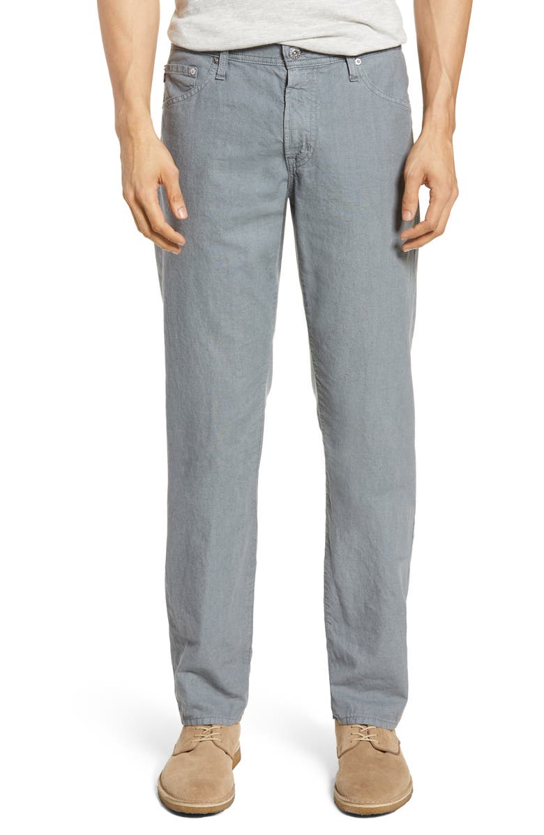 AG Graduate Slim Straight Leg Linen Blend Pants, Main, color,