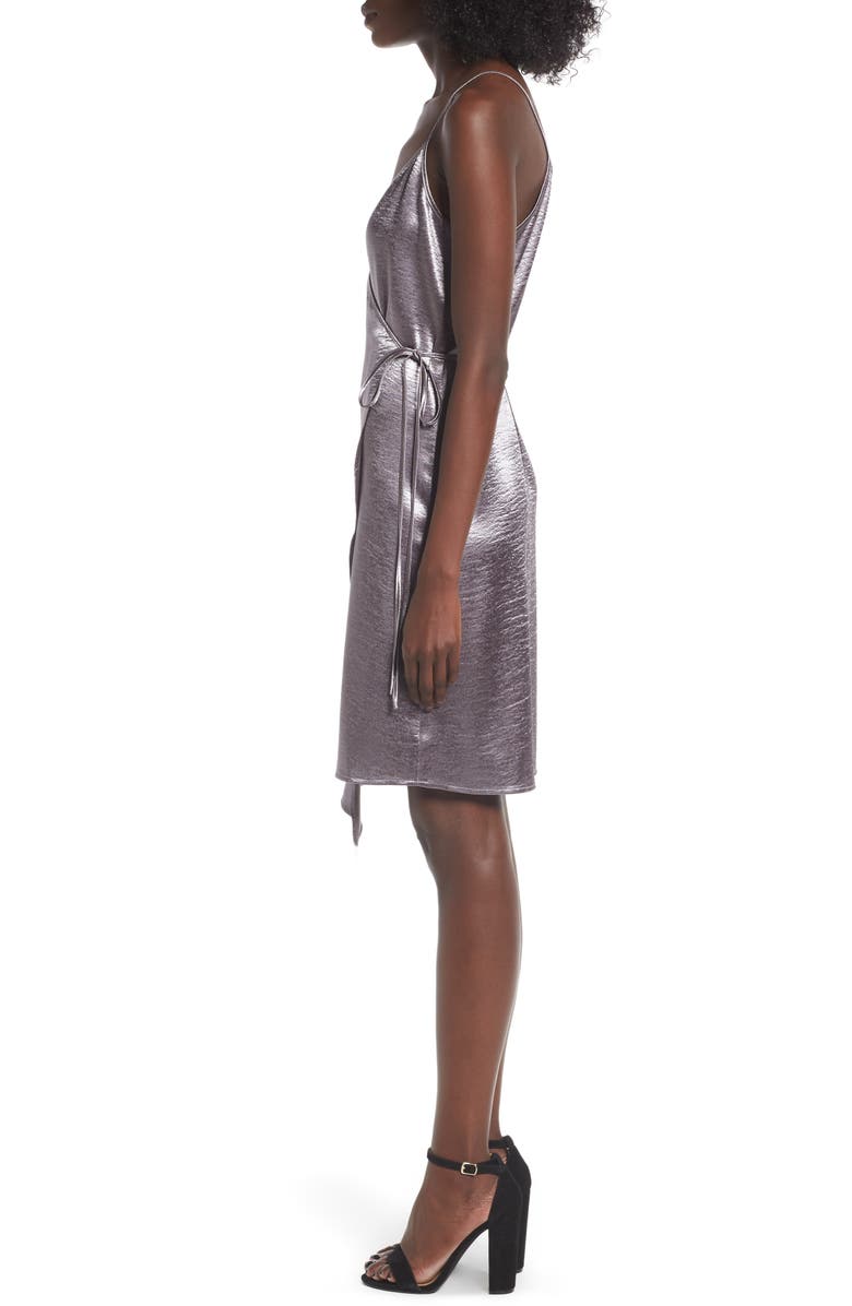 Leith Textured Satin Wrap Dress, Alternate, color,
