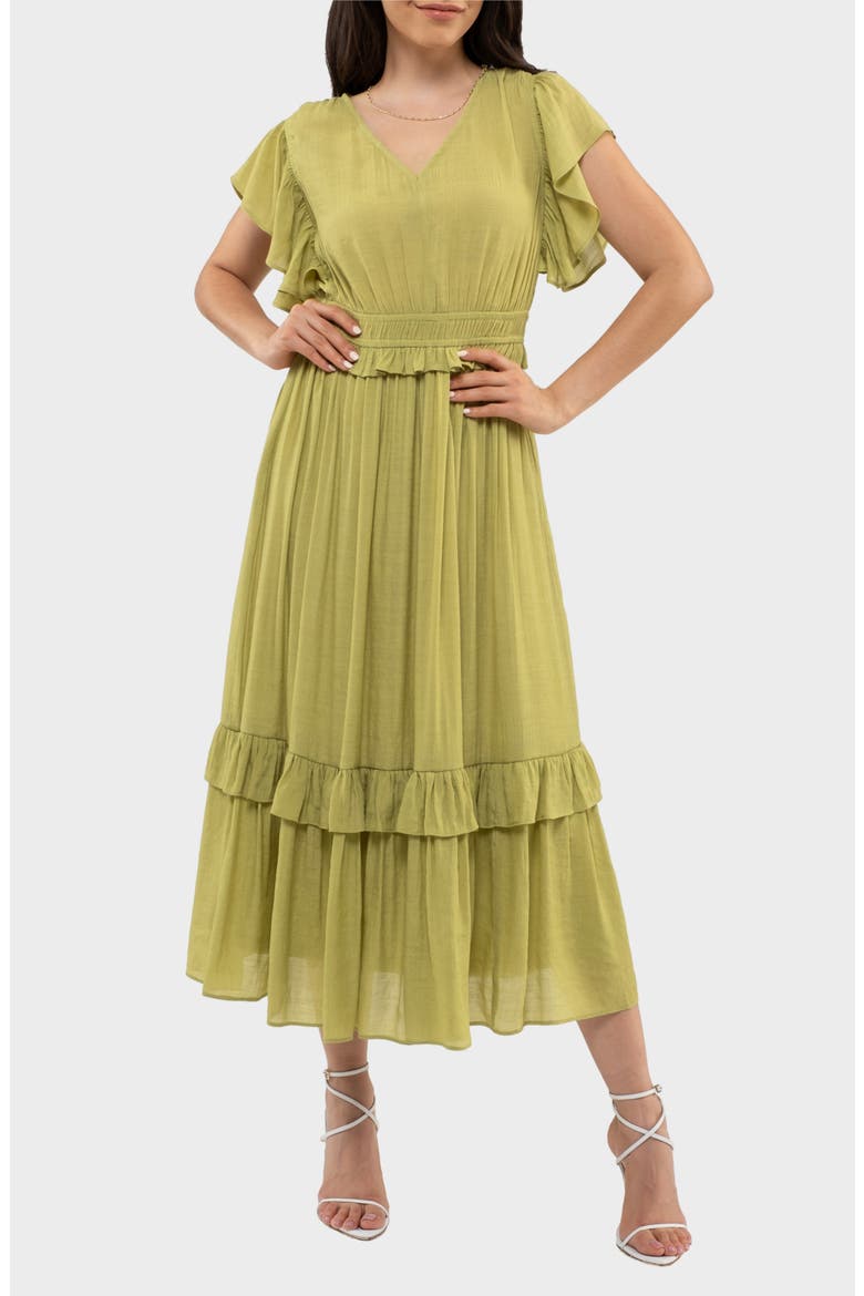Flutter Sleeve Maxi Dress, Main, color, KIWI