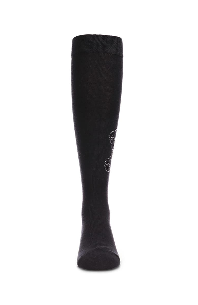 MeMoi Crystal Bear Knee-High Socks, Alternate, color, Black