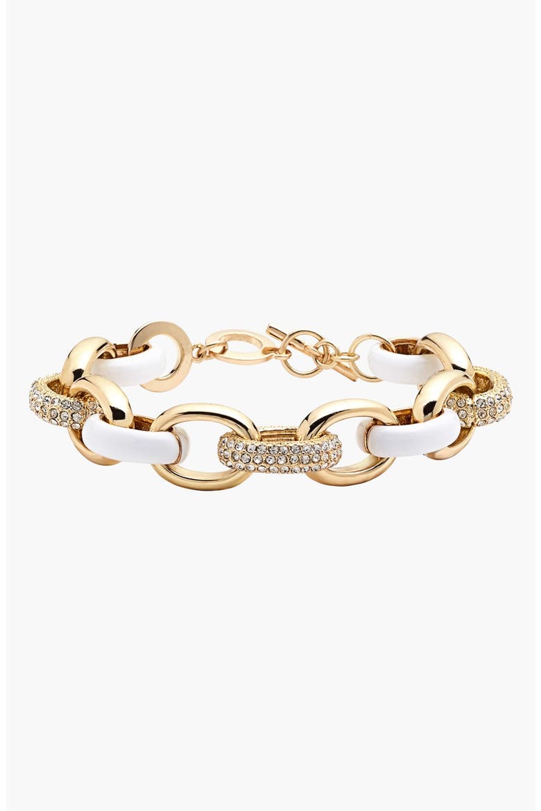 'Yacht Club' Chain Link Toggle Bracelet, Main, color, WHITE/ CLEAR/ GOLD