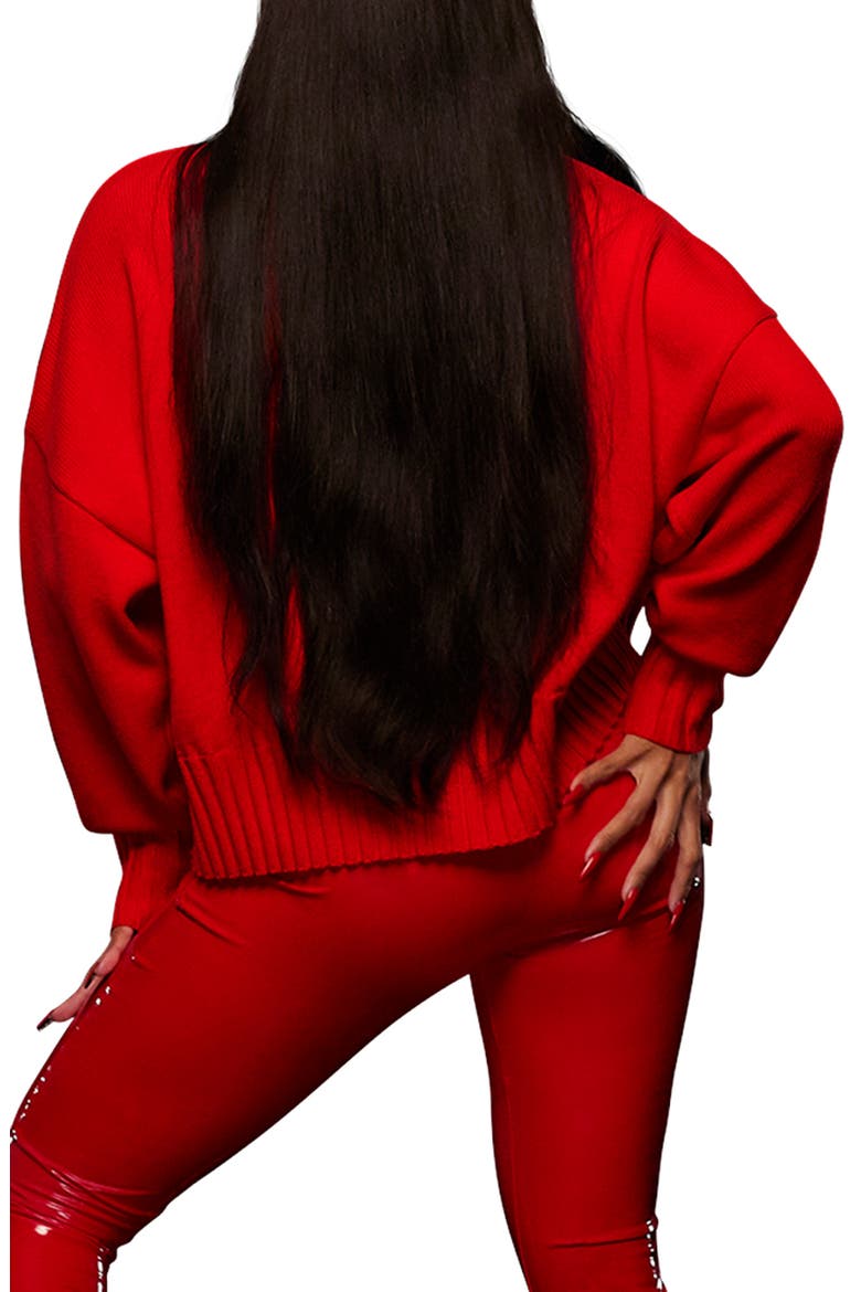 High/Low Turtleneck Sweater, Alternate, color, RED