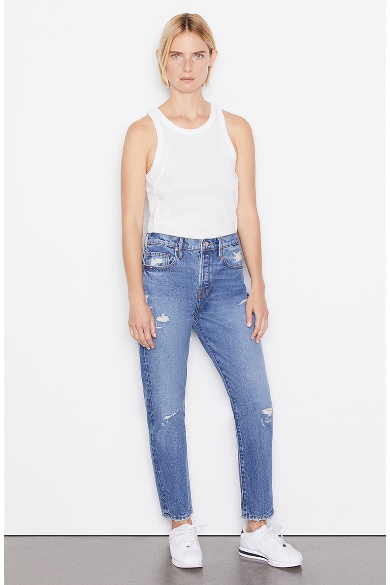 Le Original Ripped High Waist Crop Jeans, Alternate, color, PATINA