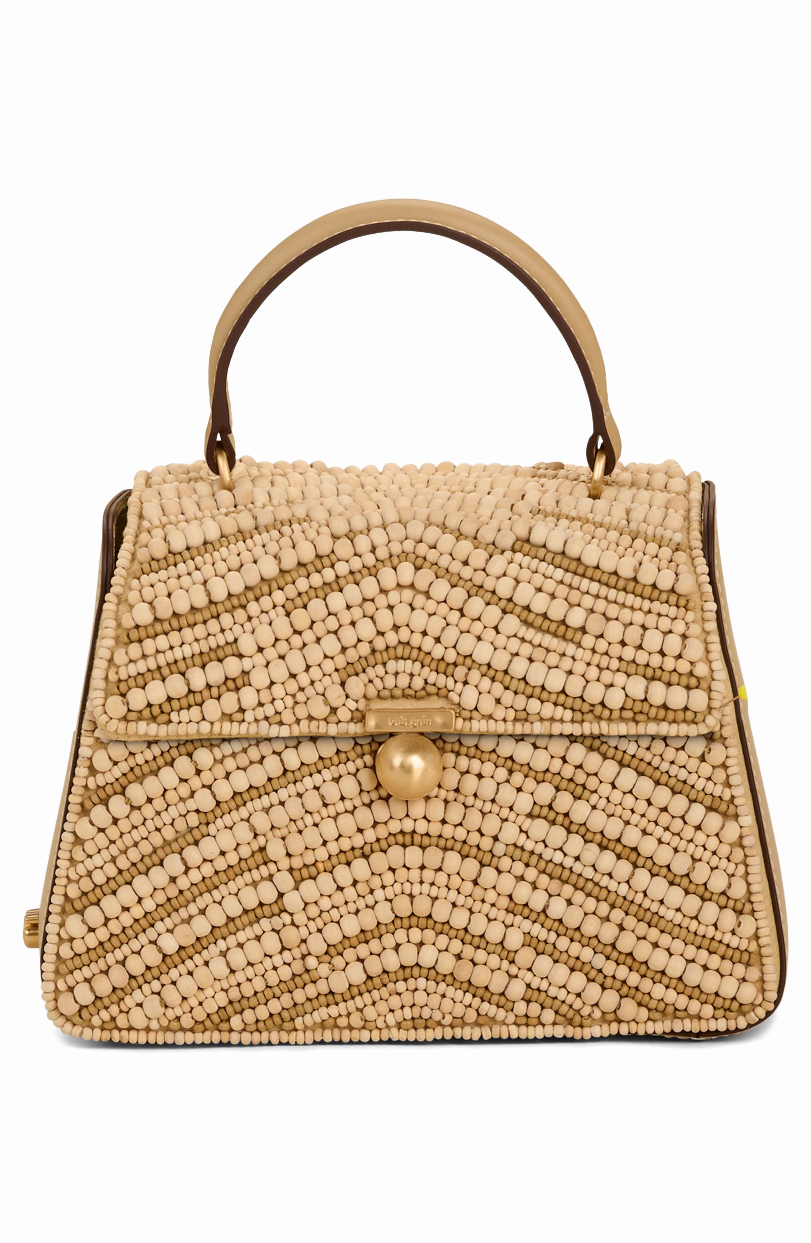 Cult Gaia Sybil Beaded Top Handle Bag, Alternate, color, Natural