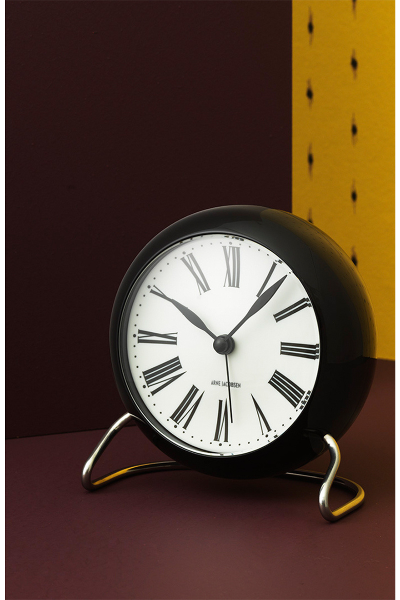 Roman Table Clock, Alternate, color, White/Black