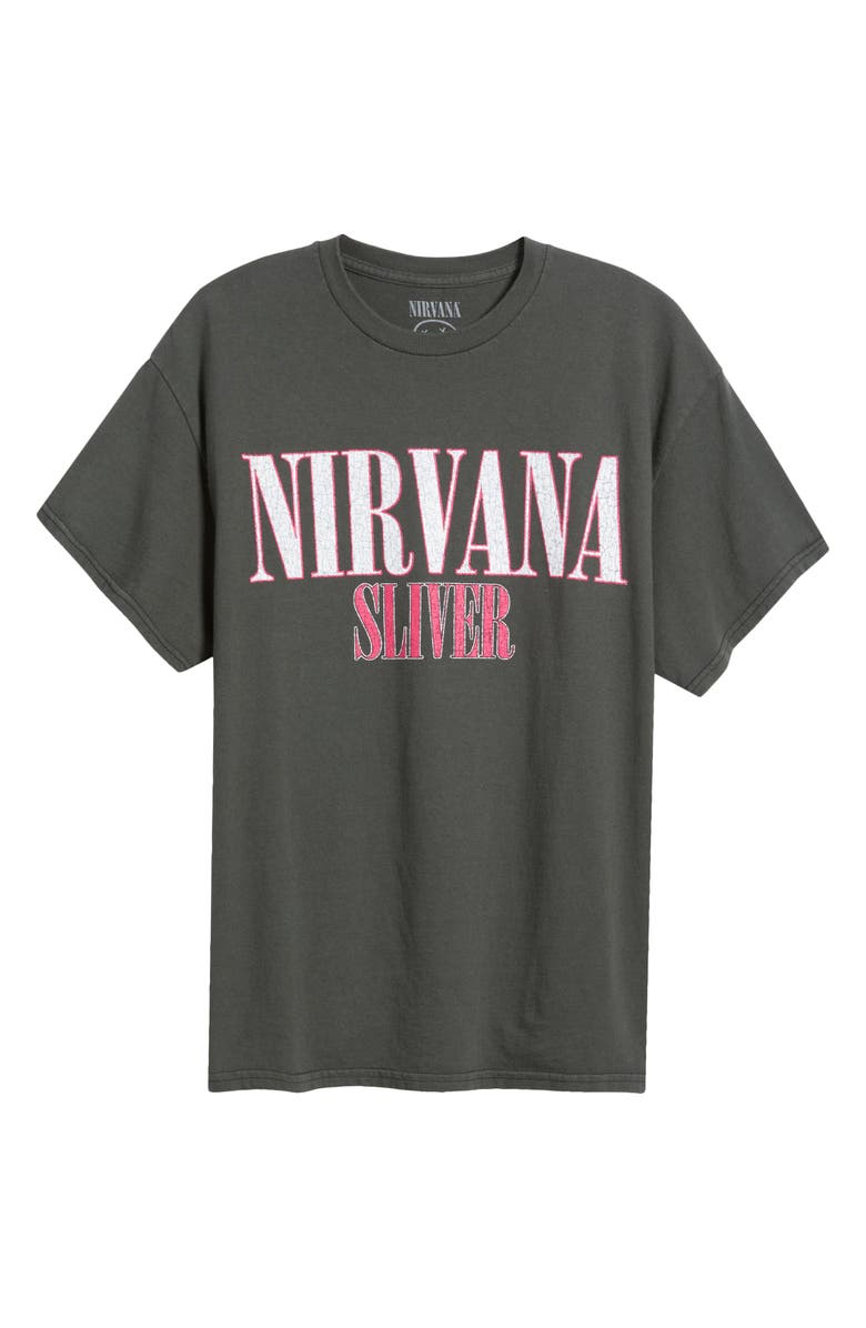 Merch Traffic Nirvana Silver Cotton Graphic T-Shirt, Alternate, color, Charcoal
