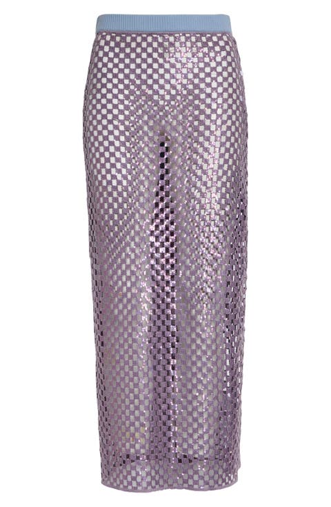 Halene Sequin Openwork Midi Skirt