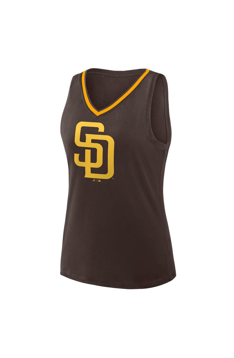 PROFILE Women's  Brown San Diego Padres Plus Sized Stellar Win V-Neck Tank Top, Alternate, color, Brown