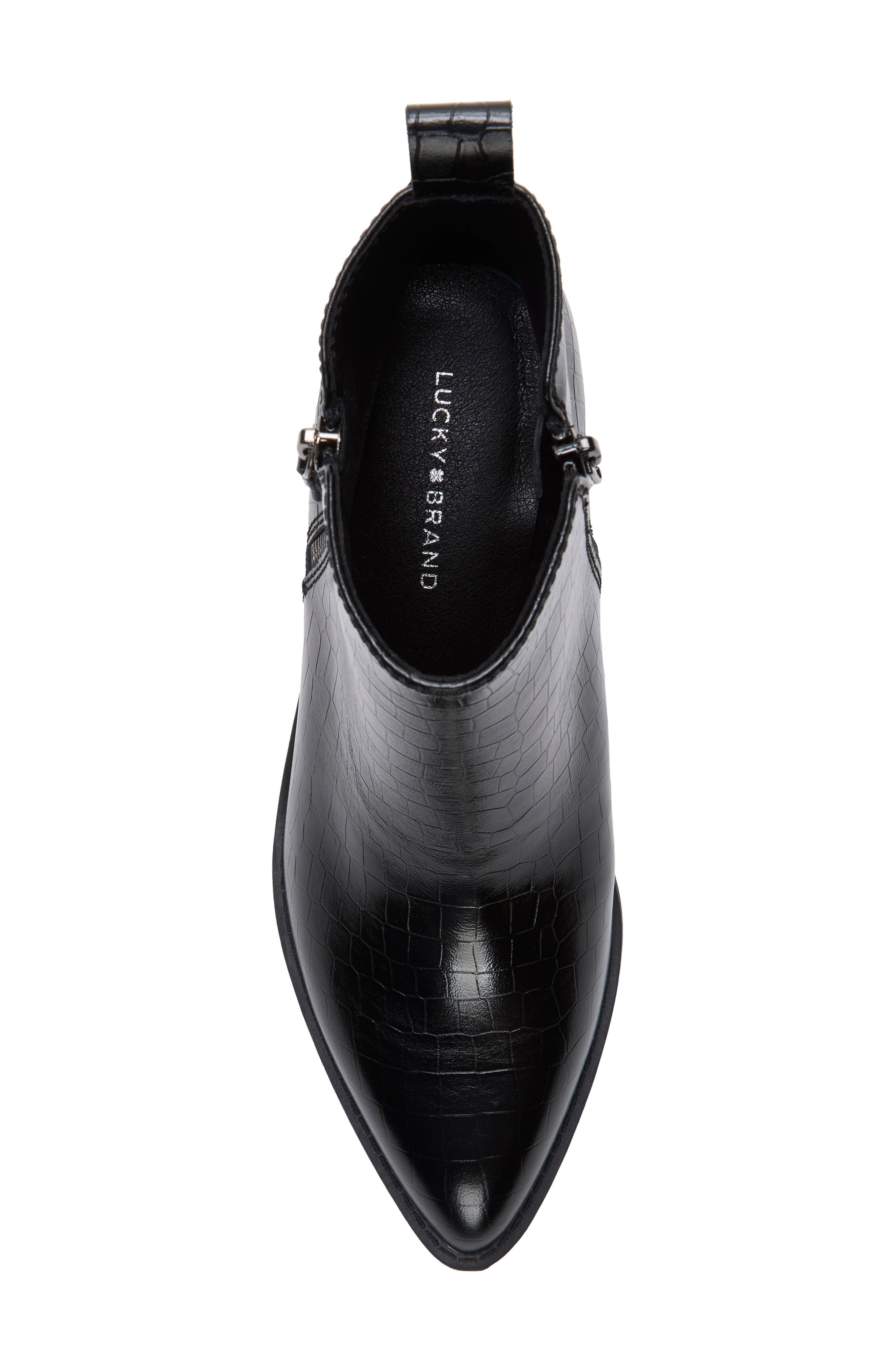 Lucky Brand Ailein Pointed Toe Bootie, Alternate, color, Black Crinkle