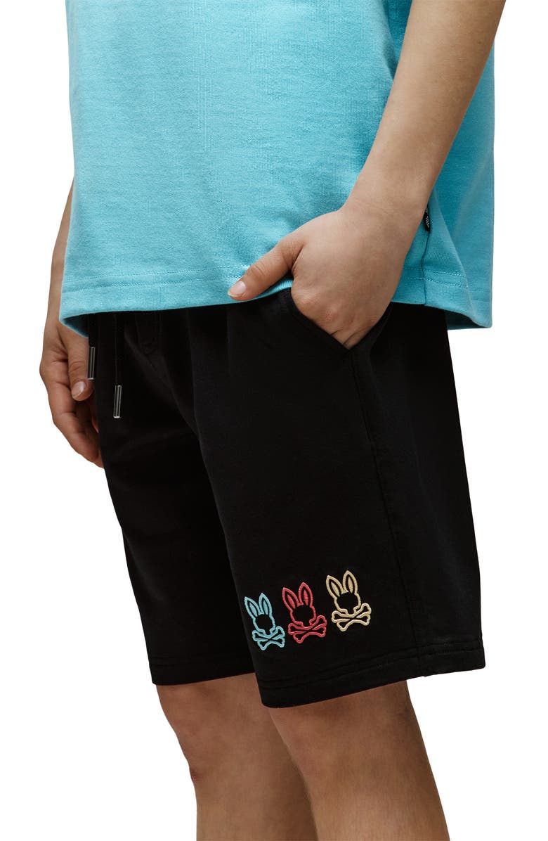 Psycho Bunny Kids' Any Embroidered Sweat Shorts, Alternate, color, Black