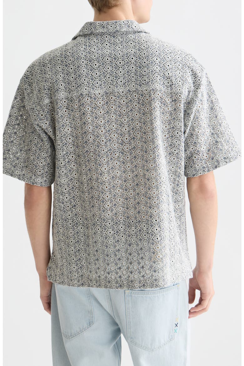 Relaxed Fit Print Camp Shirt, Alternate, color, BRIGHT WHITE