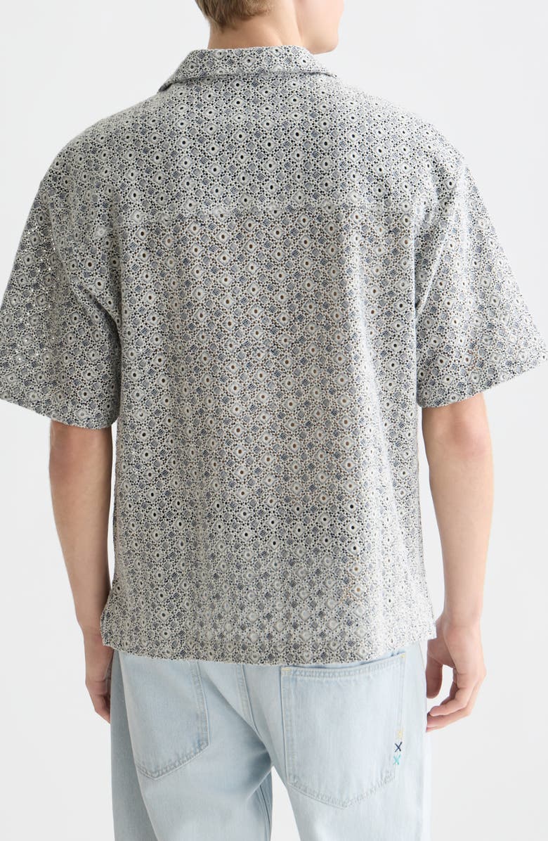 Scotch & Soda Relaxed Fit Print Camp Shirt, Alternate, color, Bright White