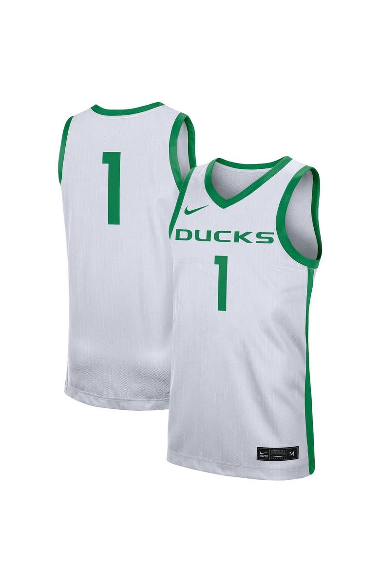 Nike Men's Nike #1 White Oregon Ducks Replica Jersey, Main, color, White