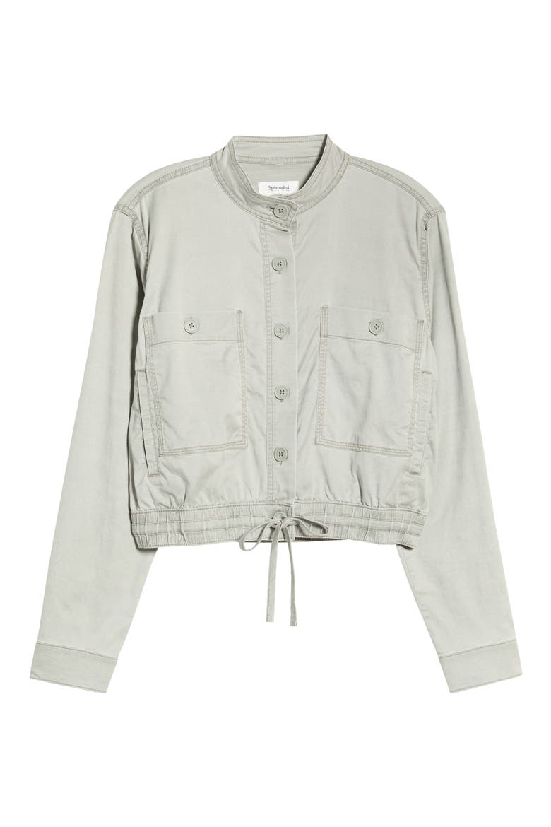 Spencer Tie Hem Cotton Blend Jacket, Alternate, color, EUCALYPTUS GREEN